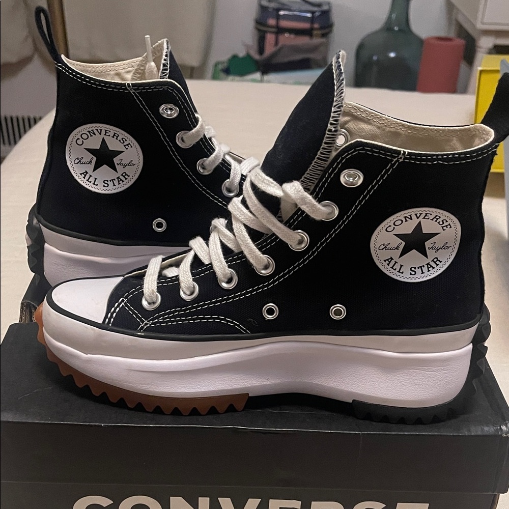 Converse Black and White Platform High-Tops
